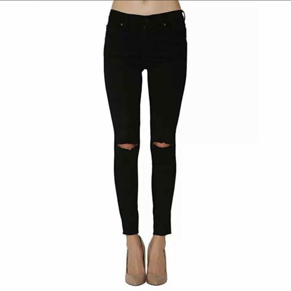 James Jeans Distressed Ripped Black Skinny Jeans James Twiggy Size 31